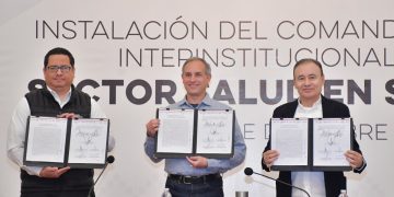 ATESTIGUA GOBERNADOR ALFONSO DURAZO INSTALACIÓN DEL COMANDO ESTATAL INSTERINSTITUCIONAL DEL SECTOR SALUD.