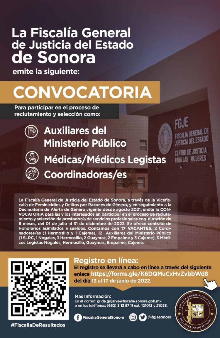Abre FGJE  17 vacantes