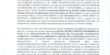 Nación Seri prohíbe acceso a territorio sagrado en El Desemboque