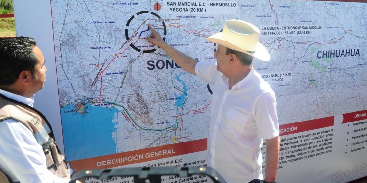 Gobernador Alfonso Durazo da banderazo de arranque a obra de modernización de la carretera Guaymas-Chihuahua