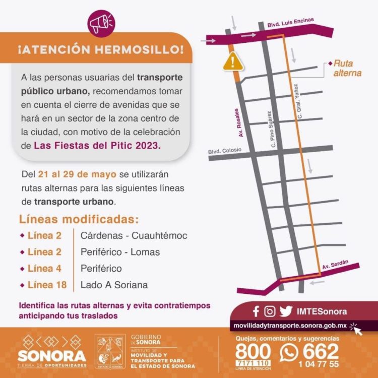HABRÁ MODIFICACIONES DE LÍNEAS DE TRANSPORTE POR FIESTAS DEL PITIC