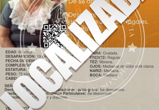 ELEMENTOS DE AMIC LOCALIZAN CON VIDA A MUJER DE 66 AÑOS CON REPORTE DE DESAPARICIÓN
