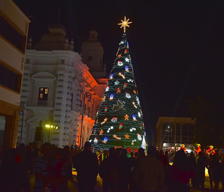 ILUMINAN AUTORIDADES EL TRADICIONAL ÁRBOL NAVIDEÑO EN PLAZA ZARAGOZA 
