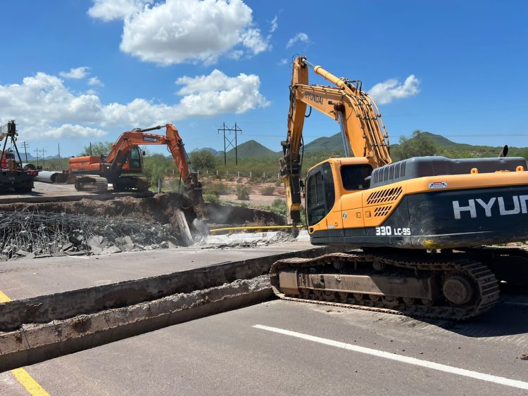 Avanzan trabajos de reparación de puentes colapsados en Guaymas-Empalme: gobernador Alfonso Durazo