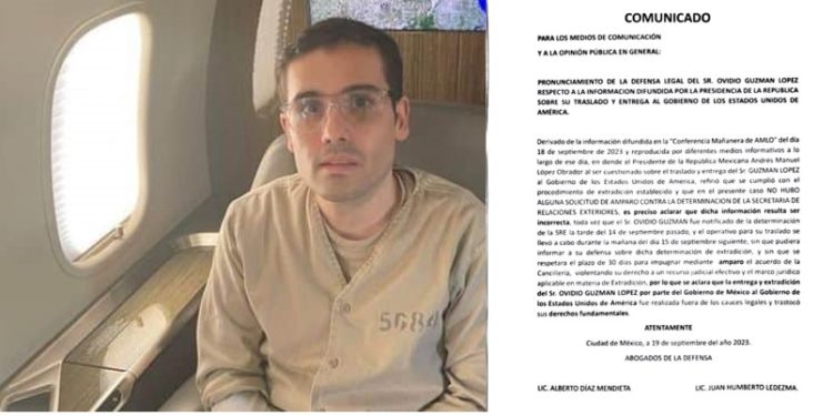 Extradición de Ovidio Guzmán&nbsp;a EEUU&nbsp;fue ilegal,&nbsp;aseguran abogados.
