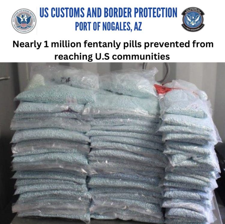 REPORTA EL CBP ARIZONA INCAUTAMIENTO DE 953 MIL PASTILLAS DE FENTANILO