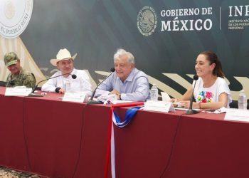 Presiden Gobernador Durazo, presidente López Obrador y Sheinbaum continuidad de restitución de derechos a comunidad Seri