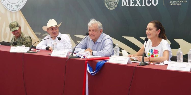 Presiden Gobernador Durazo, presidente López Obrador y Sheinbaum continuidad de restitución de derechos a comunidad Seri