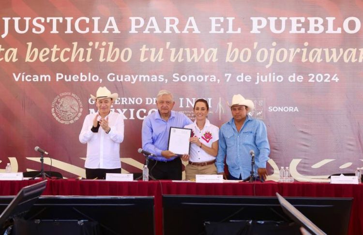 Cierran Gobernador Durazo, López Obrador y Sheinbaum gira por Sonora con restitución histórica al pueblo Yaqui