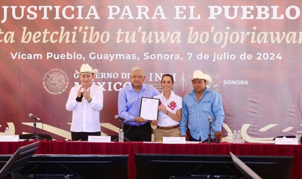 Cierran Gobernador Durazo, López Obrador y Sheinbaum gira por Sonora con restitución histórica al pueblo Yaqui