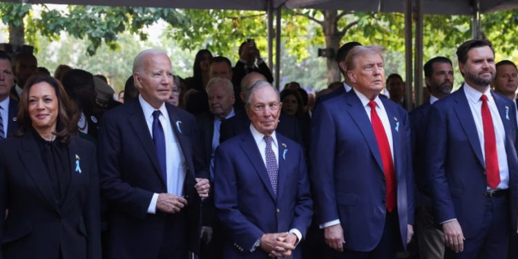 Harris y Trump asisten a la misma ceremonia del 11 de septiembre horas después de su primer debate