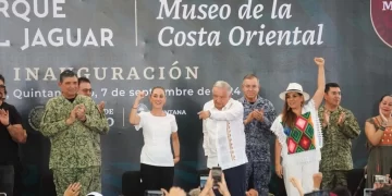 Inauguran AMLO y Sheinbaum el Parque del Jaguar en Quintana Roo