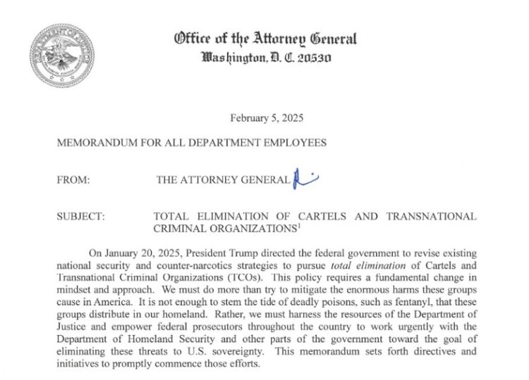 Ordena gobierno de Trump “eliminación total” del crimen organizado