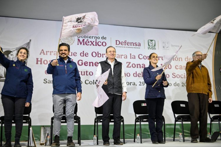 Cumplen Durazo y Sheinbaum a sonorenses con histórico inicio de obra de Hospital del IMSS en SLRC