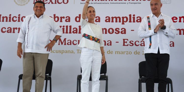 En Tabasco, presidenta Claudia Sheinbaum encabeza inicio de obras para la carretera macuspana-escárcega