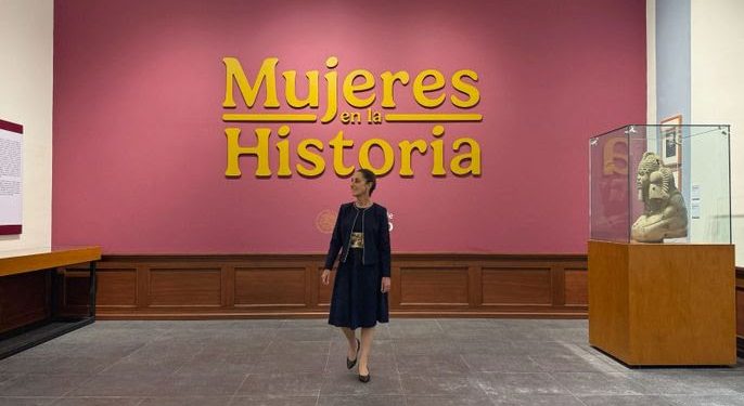 Sheinbaum inaugura la sala mujeres en la historia en palacio nacional en conmemoración del 8M