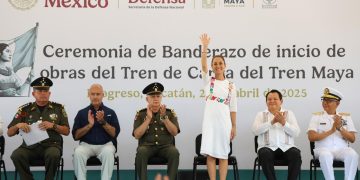 Presidenta Claudia Sheinbaum da  banderazo de inicio de obras del tren de carga del Tren Maya 