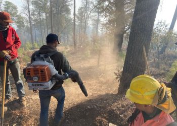 Avanza control de incendio forestal en Nácori Chico