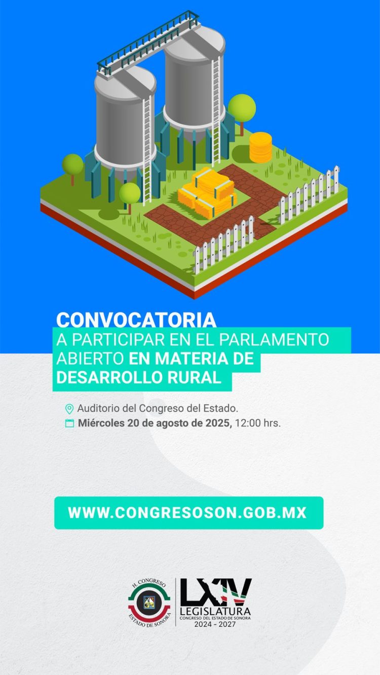 Invita Congreso de Sonora a participar en socialización de iniciativa sobre desarrollo rural sustentable