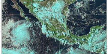 Esta tarde la tormenta tropical Mario se localizó al sur-suroeste de Cabo San Lucas, Baja California Sur