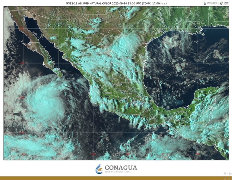 Esta tarde la tormenta tropical Mario se localizó al sur-suroeste de Cabo San Lucas, Baja California Sur