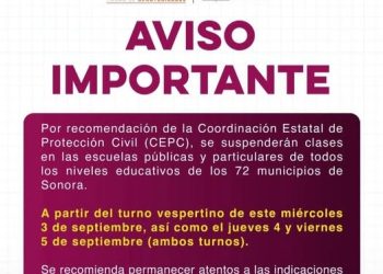 Emite Gobierno de Sonora medidas preventivas para el sector educativo ante pronóstico de lluvias: SEC