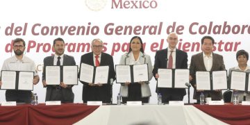 “Dependencias e instituciones del Gobierno firman el Convenio General con Bienestar, para atender la pobreza en México: Ariadna Montiel y Octavio Almada