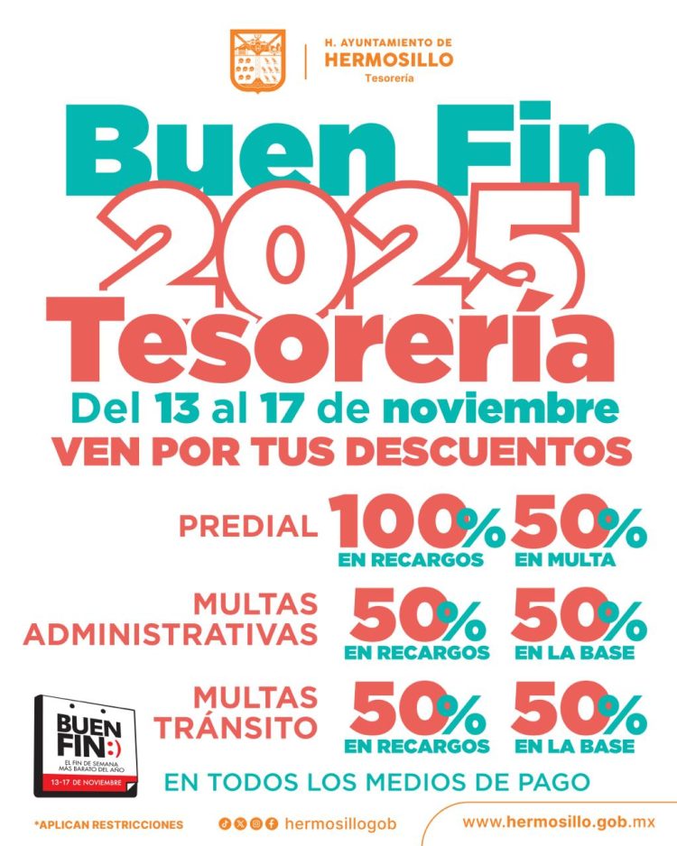Ofrecerá Tesorería Municipal descuentos en el Buen Fin 2025