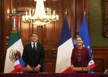 Recibe presidenta Claudia Sheinbaum a su homólogo de Francia, Emmanuel Macron en Palacio Nacional