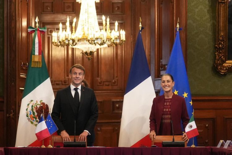 Recibe presidenta Claudia Sheinbaum a su homólogo de Francia, Emmanuel Macron en Palacio Nacional