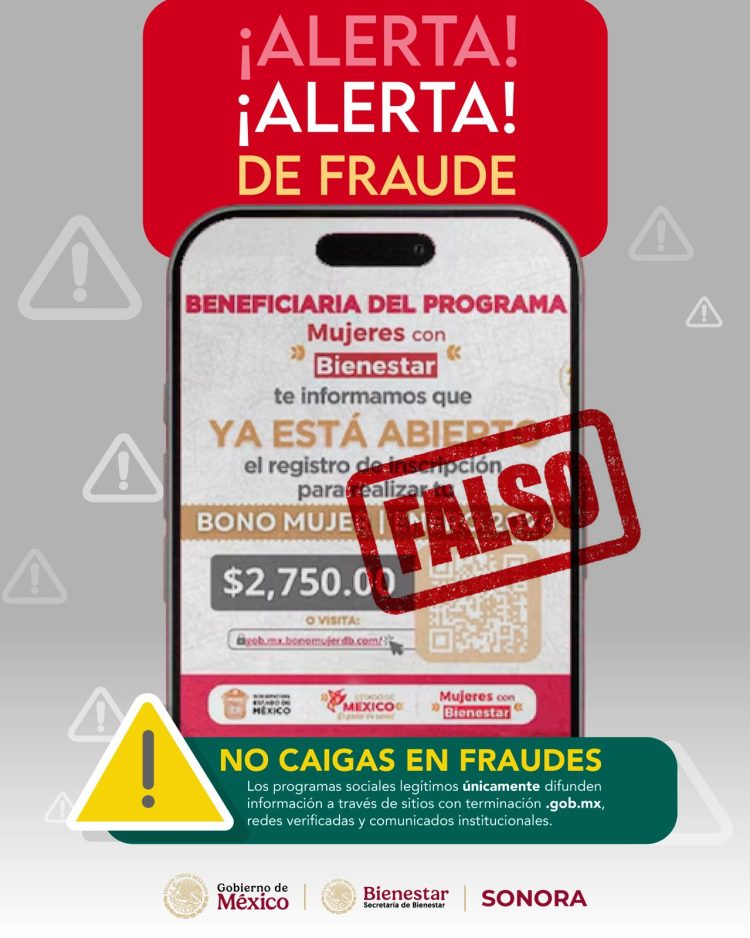 Alerta Delegación de Bienestar en Sonora por falso bono para mujeres