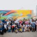 Apoyan Toño Astiazarán y Patty Ruibal talento de niñez hermosillense con mural comunitario en CIF Norte