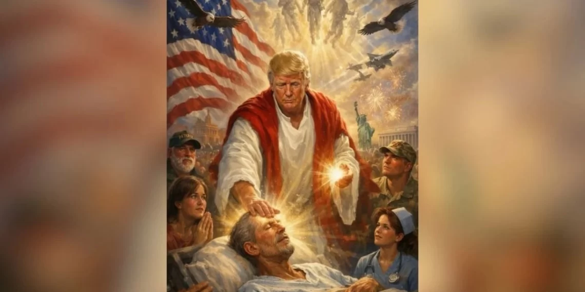 Trump publica una imagen en la que se convierte en un aparente Jesucristo sanador