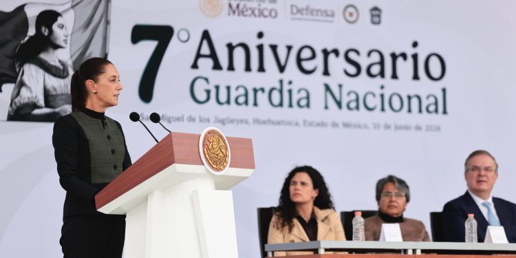 La Guardia Nacional está haciendo historia; gracias a su compromiso los homicidios dolosos se han reducido en 46%: Claudia Sheinbaum y Alfonso Durazo en el 7° aniversario de la GN