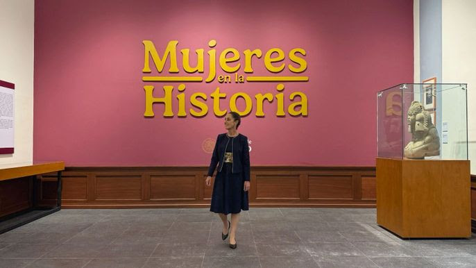 Sheinbaum inaugura la sala mujeres en la historia en palacio nacional en conmemoración del 8M