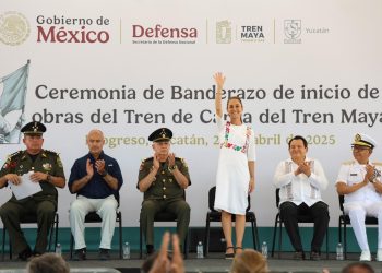 Presidenta Claudia Sheinbaum da  banderazo de inicio de obras del tren de carga del Tren Maya 