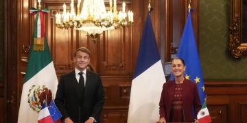 Recibe presidenta Claudia Sheinbaum a su homólogo de Francia, Emmanuel Macron en Palacio Nacional